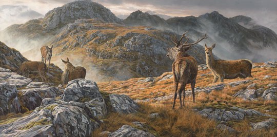 Oil painting of Druim Fada above loch Hourn